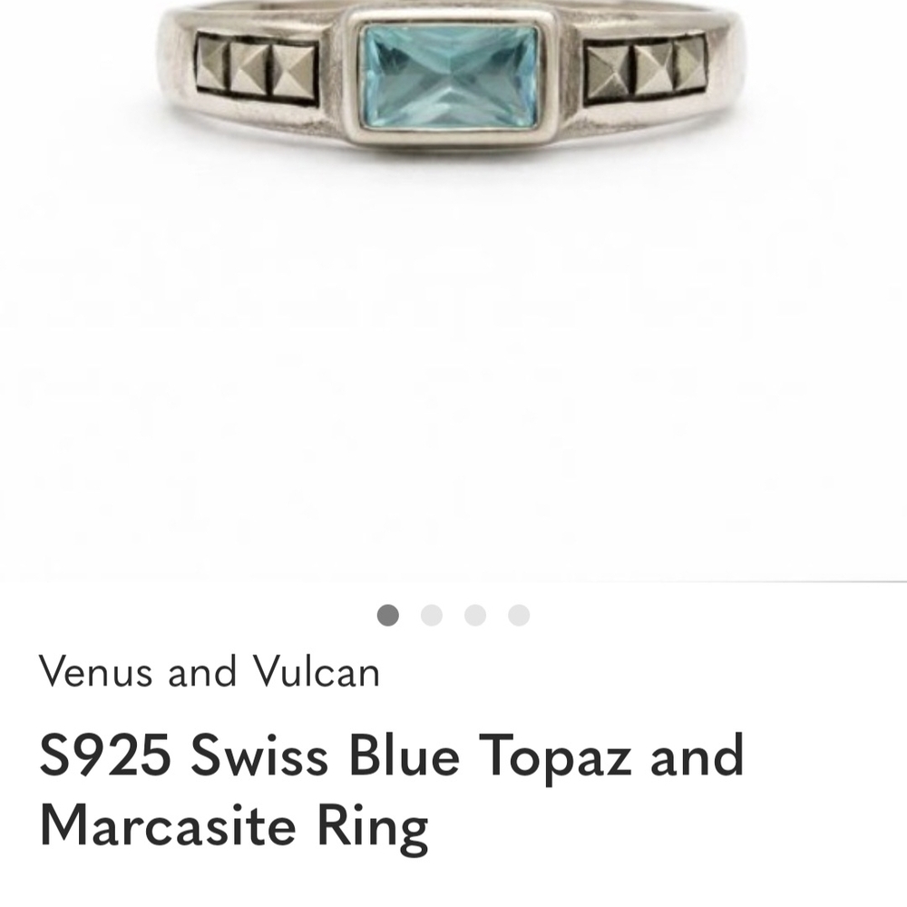 💙 S925 Swiss Blue Topaz & Marcasite Ring – Size 7 – NEW 💙 - Picture 4 of 4